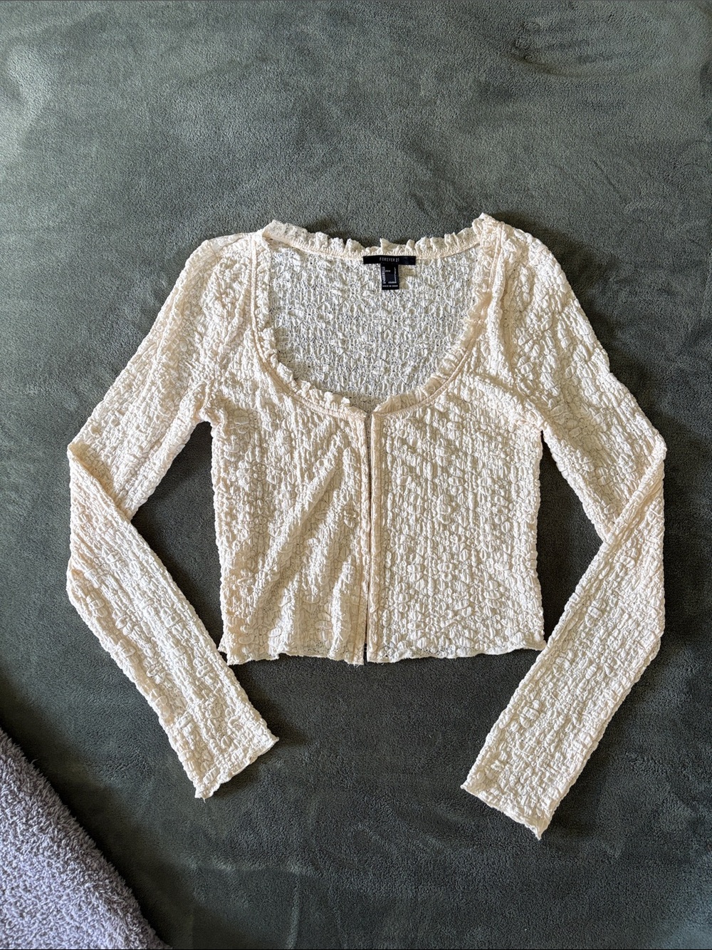Corset Long-Sleeve Scoop Neck Crop Top